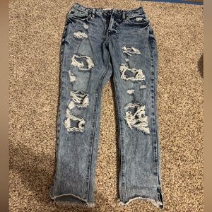 Distressed Blue Denim Jeans